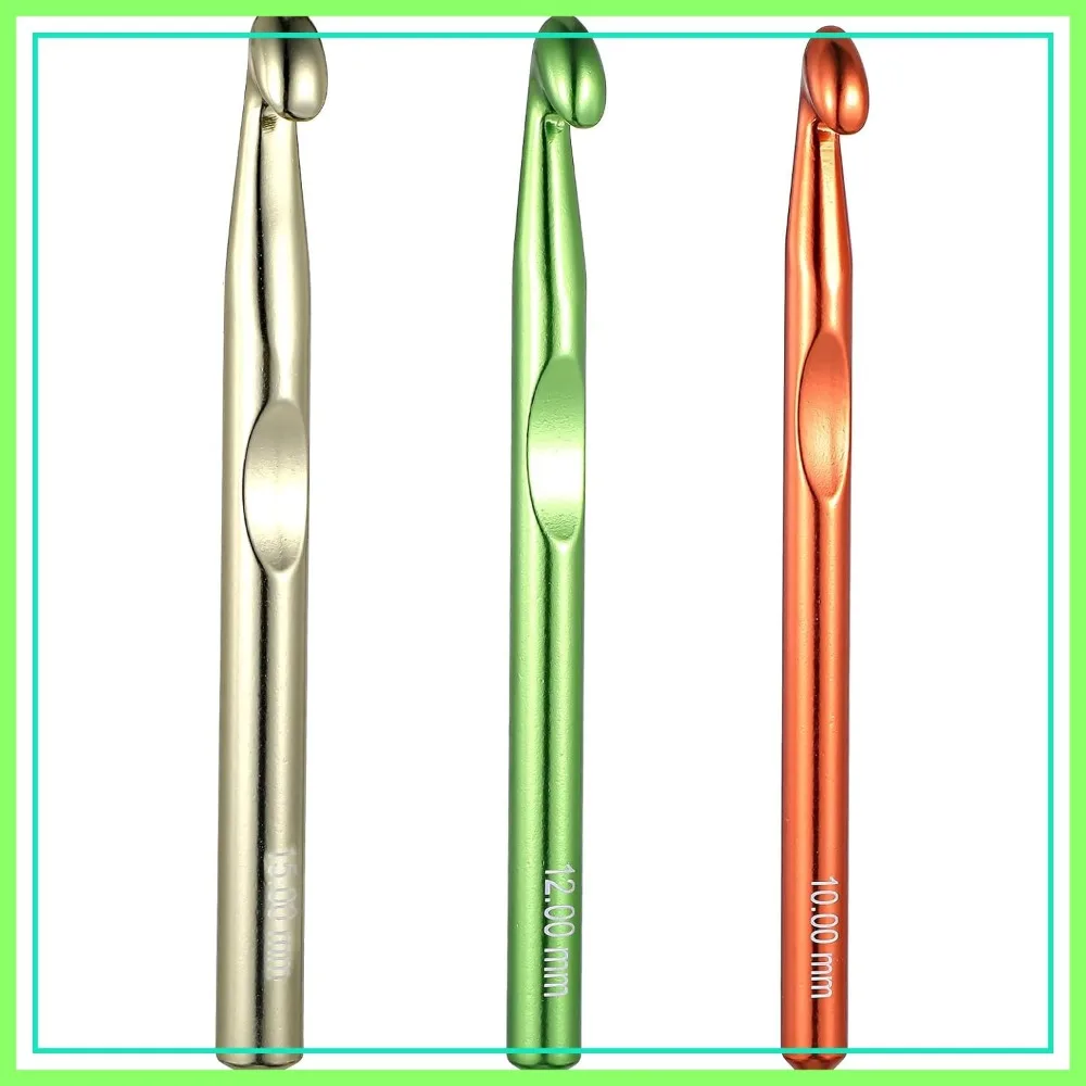 

3pcs Large Crochet Hooks 15mm 12mm 10mm Aluminum Big Hooks for Chunky Yarn, Standard Size Crochet Needles