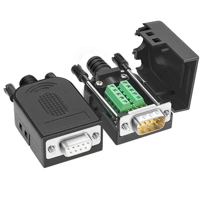 RS232 RS485 DB9 Connector Male Female 9 Pin Breakout Terminals COM Connector D-SUB Terminals 21-24 AWG Wire Solderless Connector