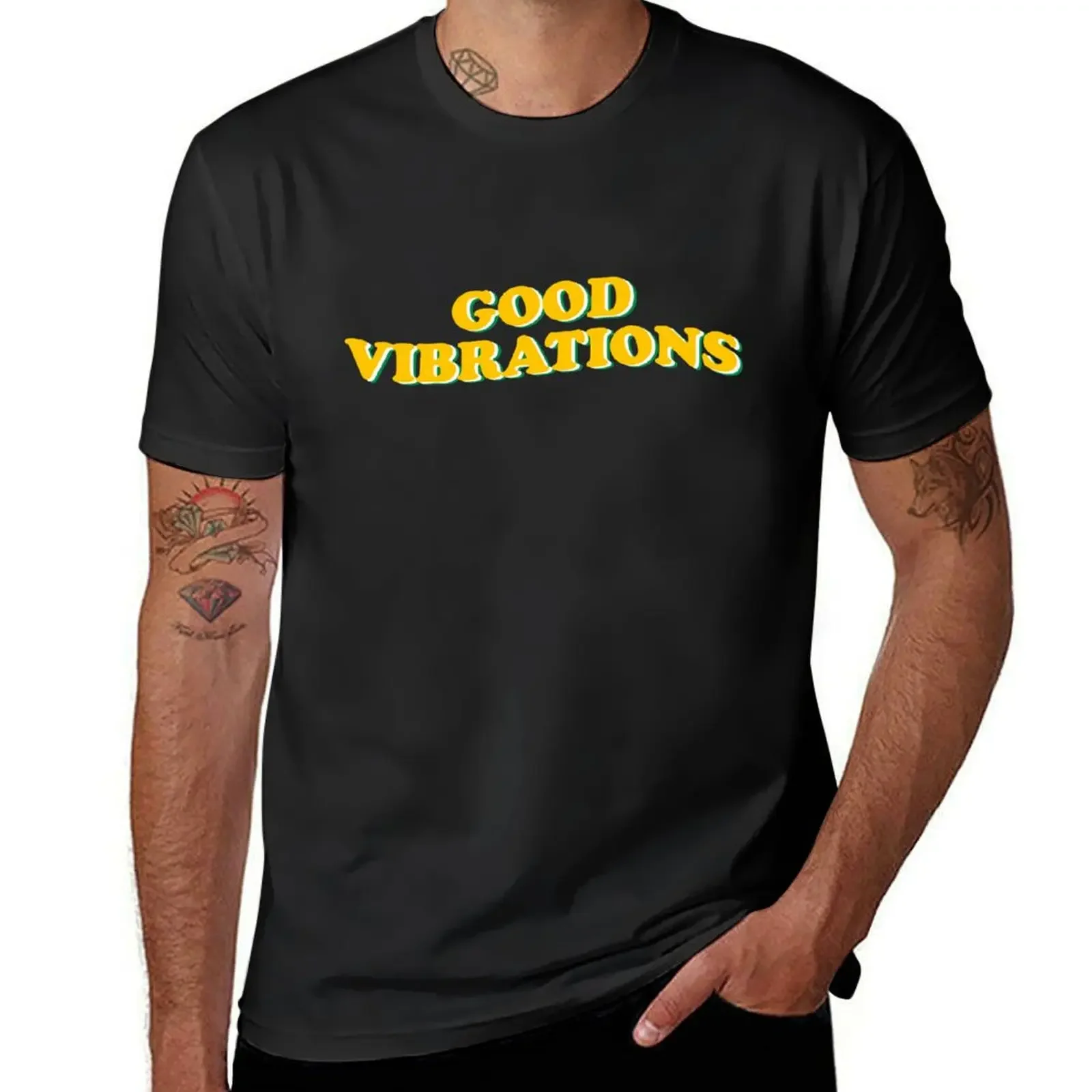 Good Vibrations T-Shirt baggy shirts sports fans blue archive cotton graphic tees mens t shirts pack