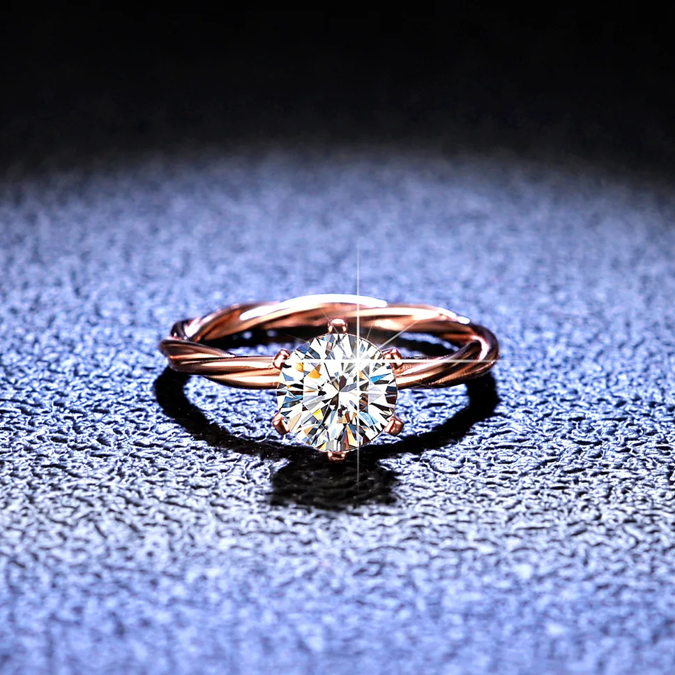 18K rose gold Japan and South Korea hot sale starlight queen moissan ring new women's inlay ring