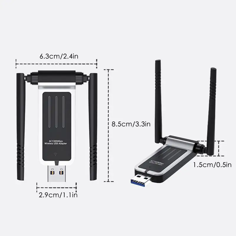 Placa de rede USB sem fio, Dual Band, Receptor para Tablet, PC, Smart TVs, Laptops, Tablets, 2.4G, 150m, 300m, 1200m, 1300m
