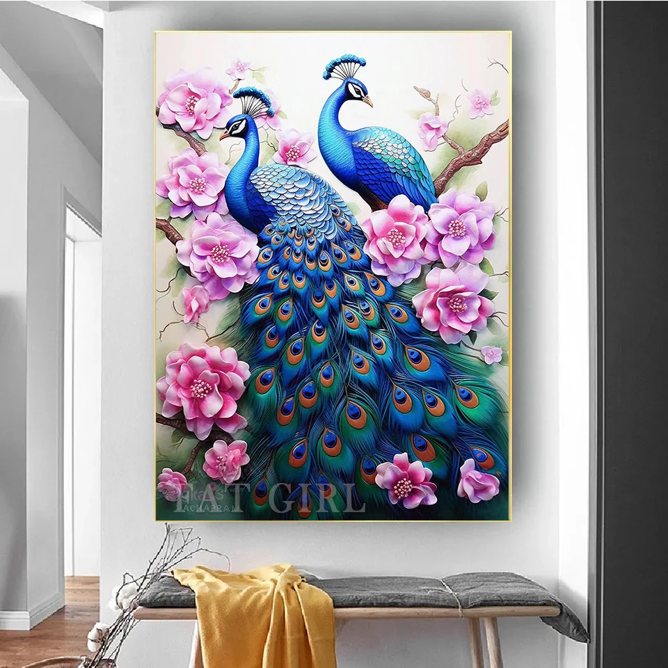 Diamond Painting Peacock Peony Flower Diamond Embroidery Full Square Drill Bird Chinese Style Mosaic New Arrival Rhinestone Gift