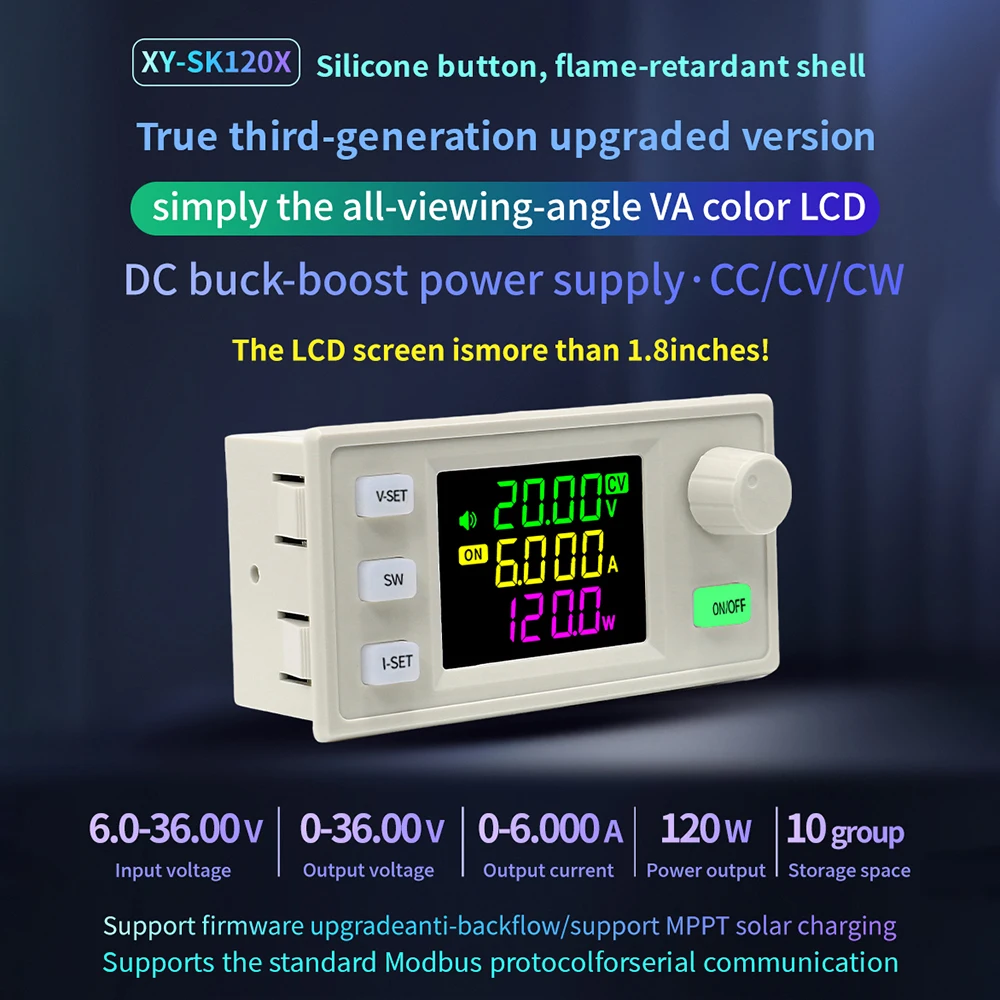 SK120X CNC Lift-off DC Adjustable Voltage Regulator Constant Voltage and Constant Current Solar Charging Module MPPT Support