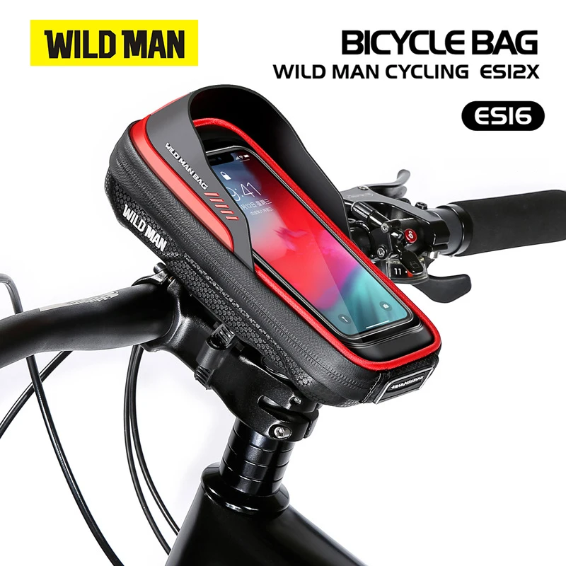 WILD MAN ES16 EVA Bicycle Bag Hard Shell Handlebar Mobile Phone Touch Screen Bracket Waterproof Box Riding Equipment Accessories