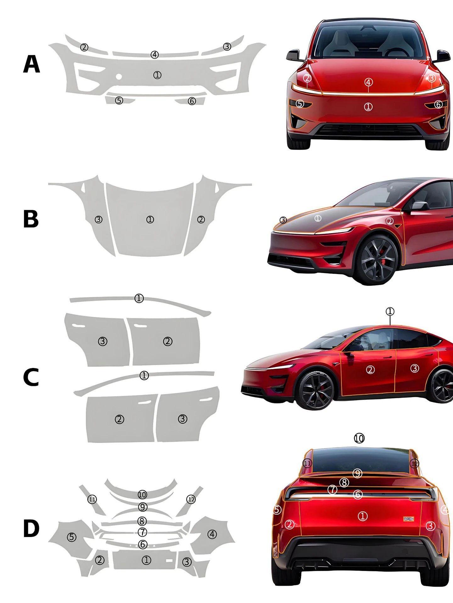 

8.5Mil TPU Bumper Paint Protection Film For Tesla Model Y Performance 2025-UP Pre-cut PPF Matte Clear Bra Anti-Scratch Resistant