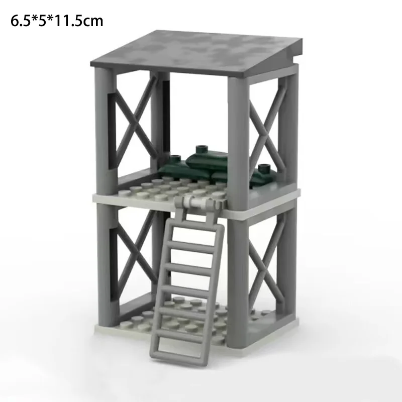 Militär WWII MOC Sentry Post War Szene Sandsack Baustein Soldat Wachturm Spielzeug