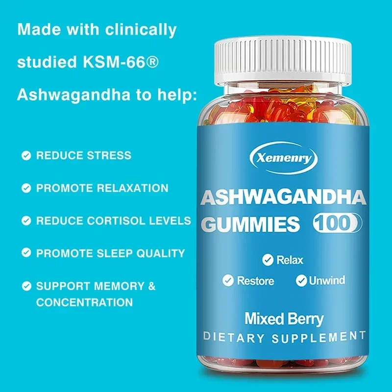 Ashwagandha Gummies - Relieve Stress, Improve Sleep, Support Brain Health, Muscle and Strength, Boost Immunity