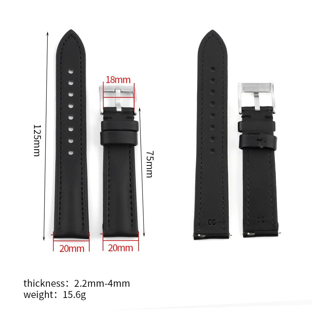 Premium Sailcloth Watch Band 18mm 19mm 20mm 21mm 22mm forOmega Blancpain Seiko Divers Handmade Stitching Quick Release Strap