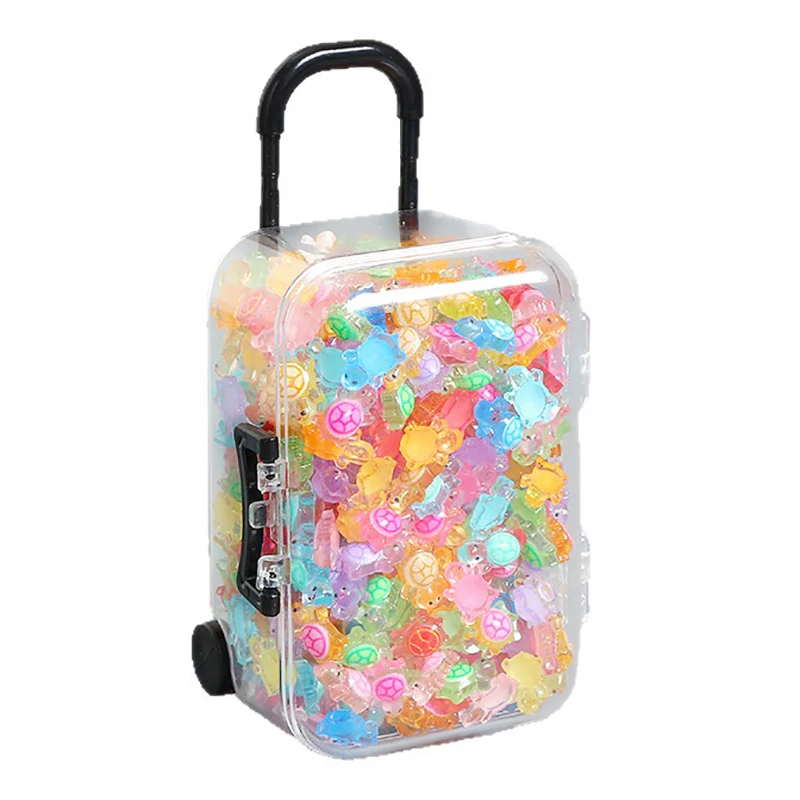 New 100Pcs Cartoon 3D Turtle DIY Dopamine Colored Mini Resin Animals Night Glow Miniature Figurines Fairy Garden Decoration