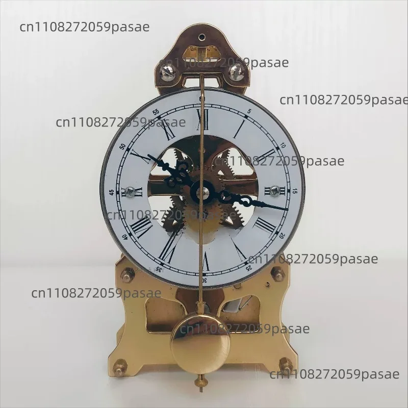 Solid Brass Movement Mechanical Collectible Floor Clock, All-Metal Decorative Clock, Display See-Through Table Clock