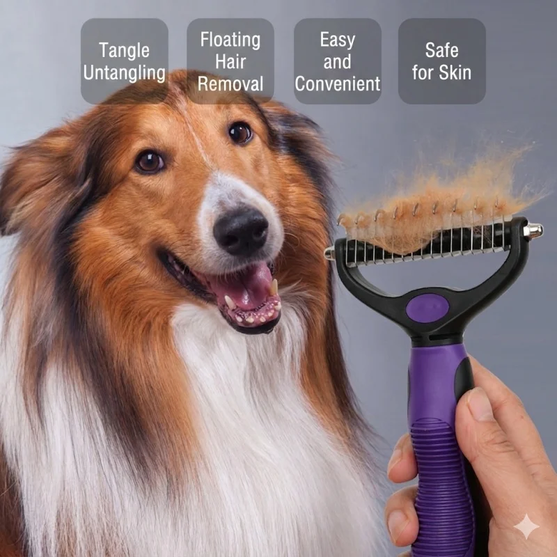 

3-Piece Pet Grooming Kit Cat & Dog Brush Set for Detangling Deshedding Massage Self-Cleaning Slicker Brush Bath Scrubbing Tool