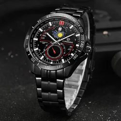 Forsining Two Dial Calendar Stainless Steel Men Mechanical Automatic Wrist Watches Top Brand Luxury Military Sport Male Clock