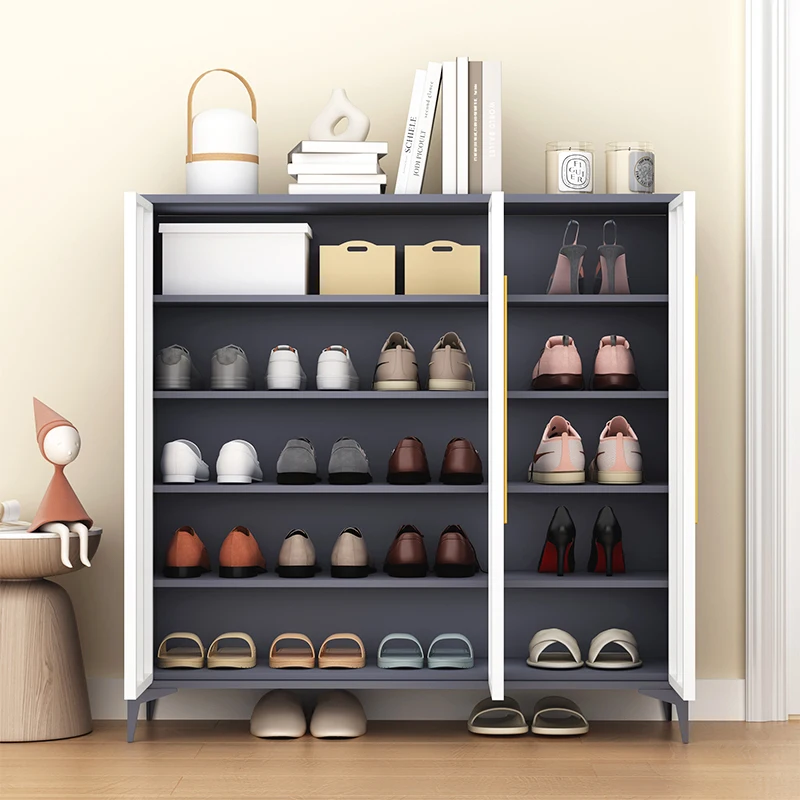 Modern Smart Lockable Metal Shoe Cabinet for Entrance Storage