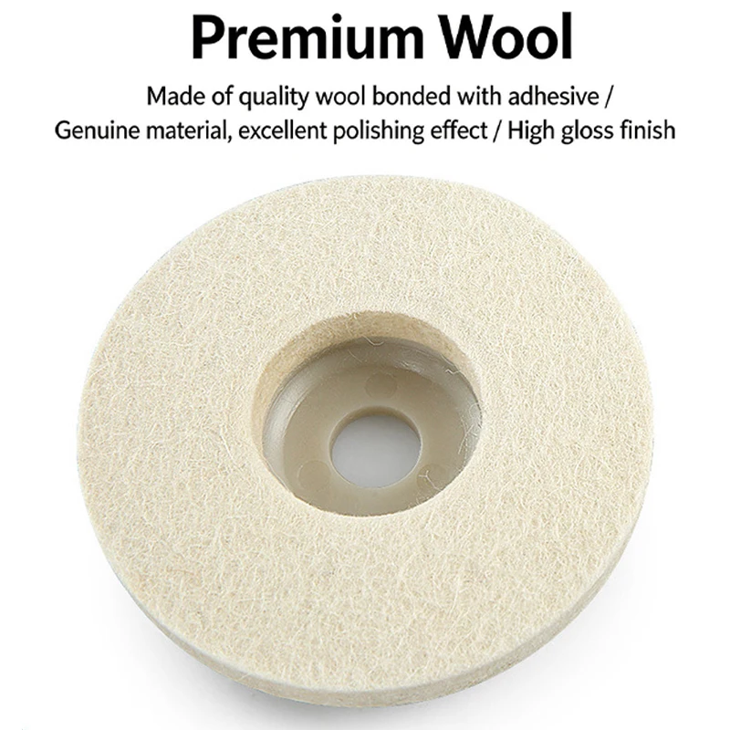 Wool Felt Polishing Wheel 95mm Buffing Pad for Angle Grinder Metal Marble Glass Ceramic Mirror Grinding Disc M14-M10 Adapter
