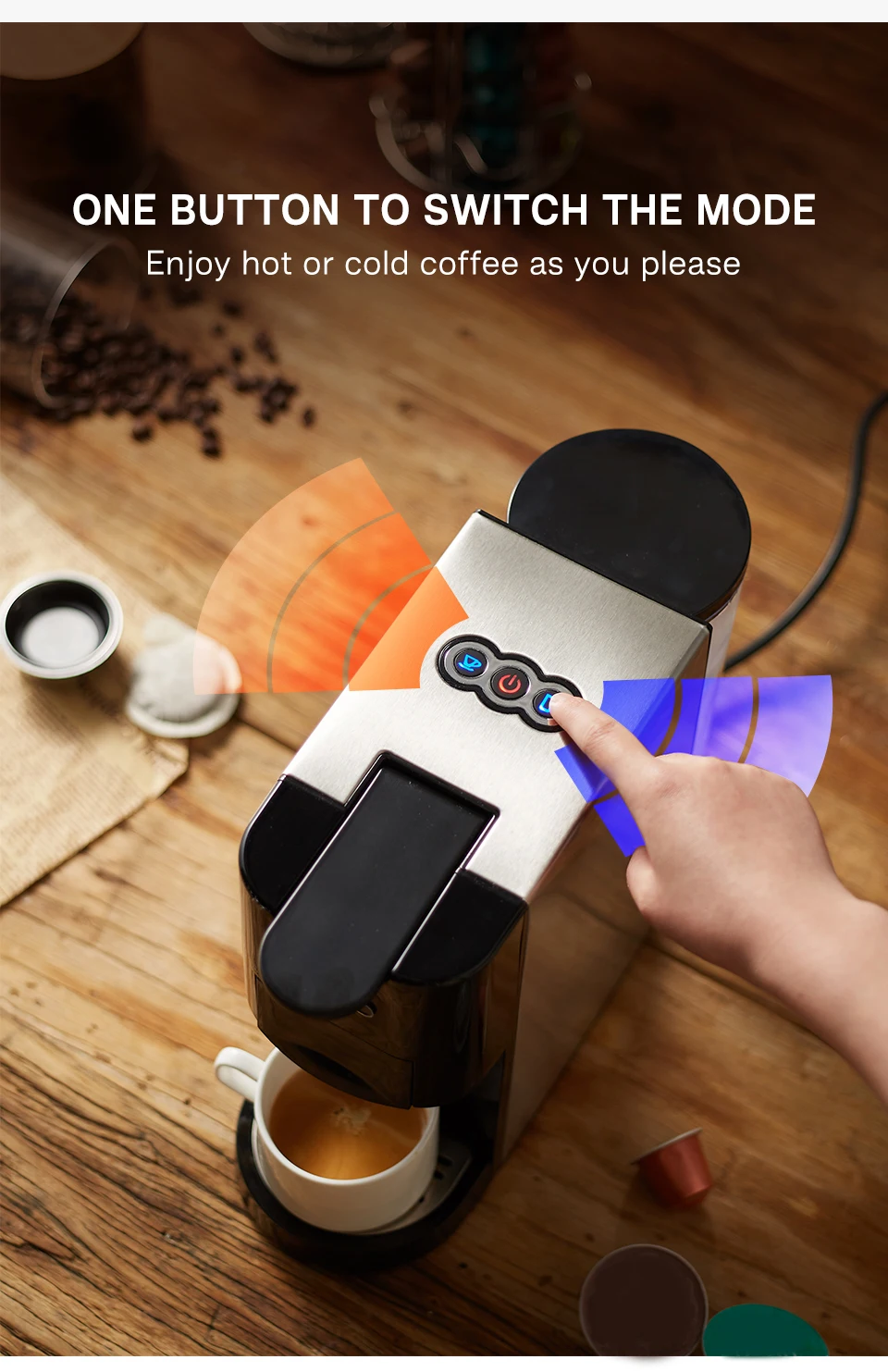 HiBREW Kaffeemaschine 5in1 Espresso mit mehreren Kapseln Dolce Milk&Nespresso&ESE Pod&Pulver Kaffeemaschine Edelstahl Metall H3A – Detail 14