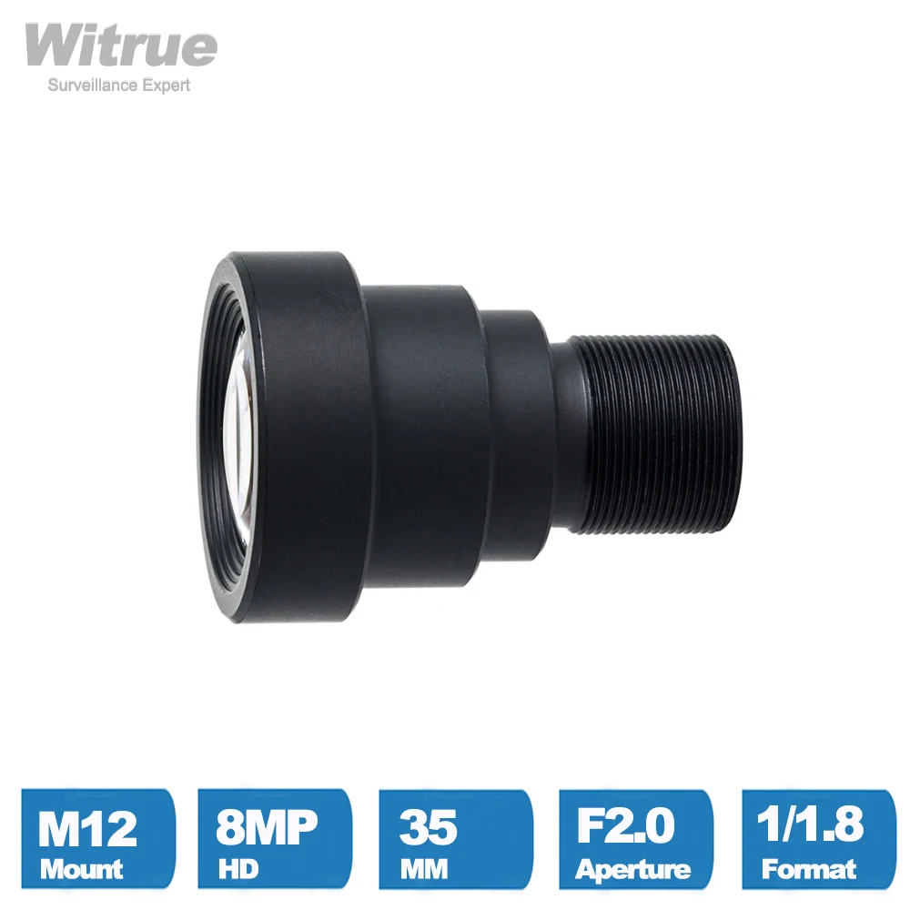 Witrue 4K Camera Lens 8 Megapixel M12 Fixed Lenses 35mm 1/1.8 inch with 650nm IR Filter for Action Cameras