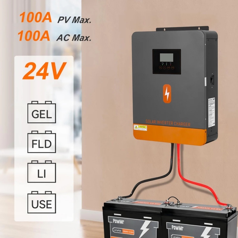  PowMr Off Grid Inverter 4.2KW 12V/24VDC to 220VAC PV 500V 100A MPPT Charger Controller Pure Sine Wave Inverter for Solar System 