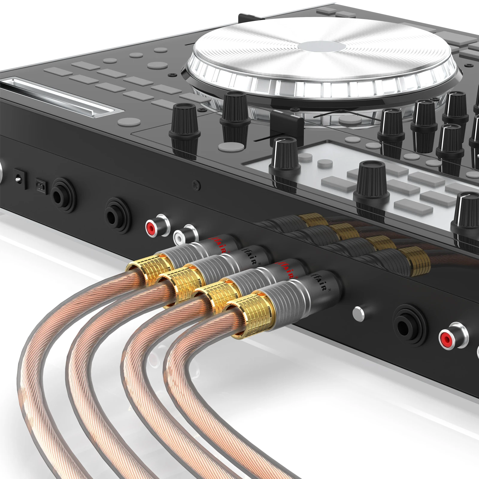 Preffair 4 peças 24k banhado a ouro plugue rca cabo de áudio alto-falante para alta fidelidade vídeo tv conector com tampa plugue de áudio ajustável