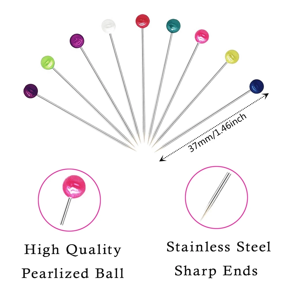 480 PCS Sewing Pins Colorful Round Pearl Head Pins Straight Quilting Pin For Crafts Jewelry DIY Decoration Sewing Accessories