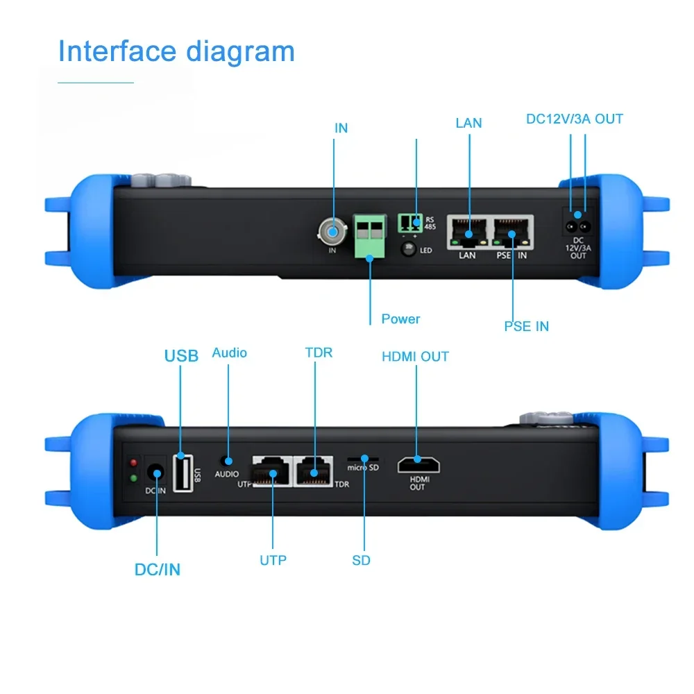 7Inch 6K IP CCTV Tester 8MP AHD CVI TVI Analog Camera Tester CCTV Monitor with HDMI Input and Output POE RJ45 TDR Tester