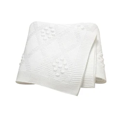 Plain Rhombus Pattern 0-24 Months Newborn Boys & Girls Security Blankets Knitwear Acrylic Baby Swaddle Wraps Soft Infant Blanket