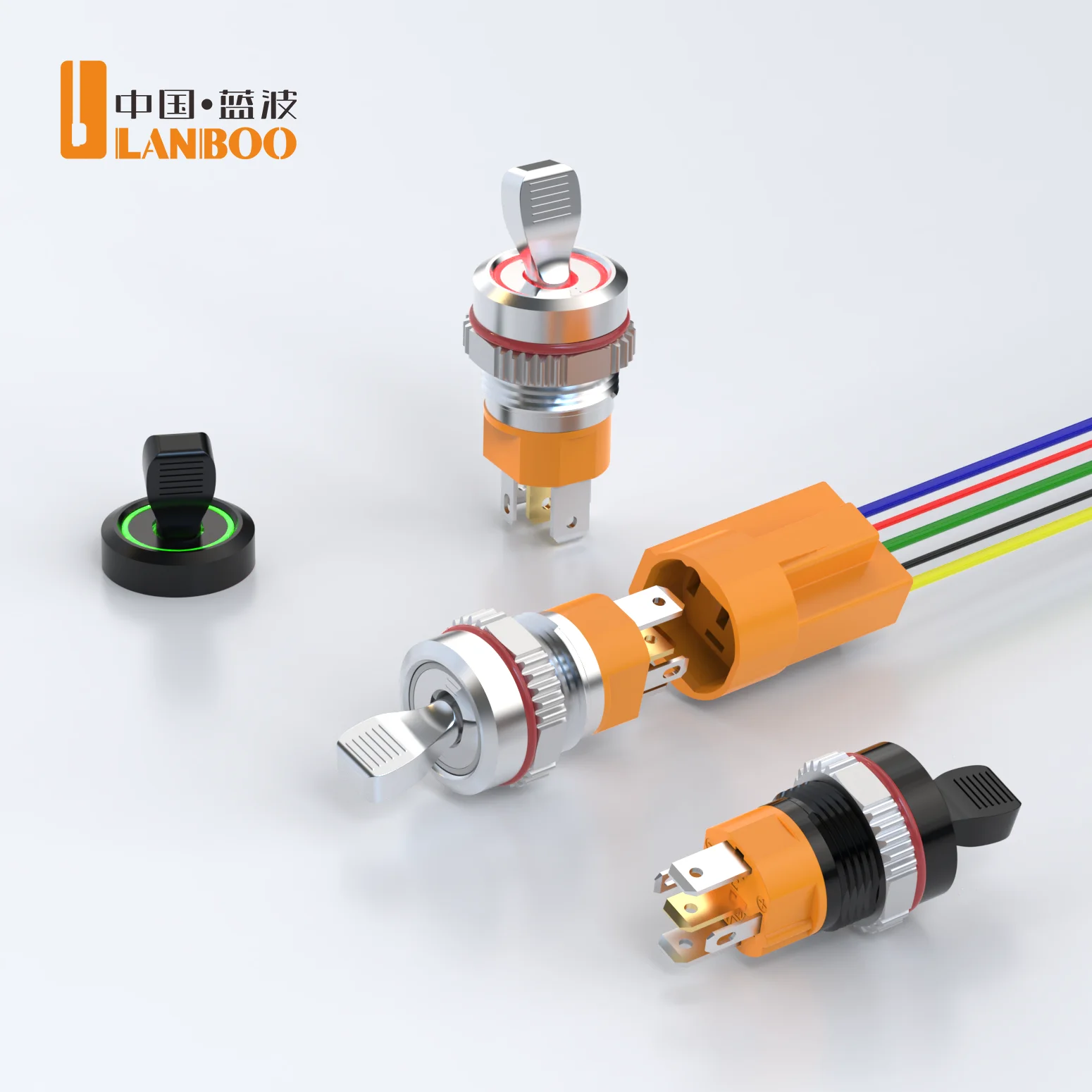 LANBOO 16mm Industrial Toggle Switch 1NO1NC 15A 2/3 Gear for Vehicle Modification Two Casing Options Available
