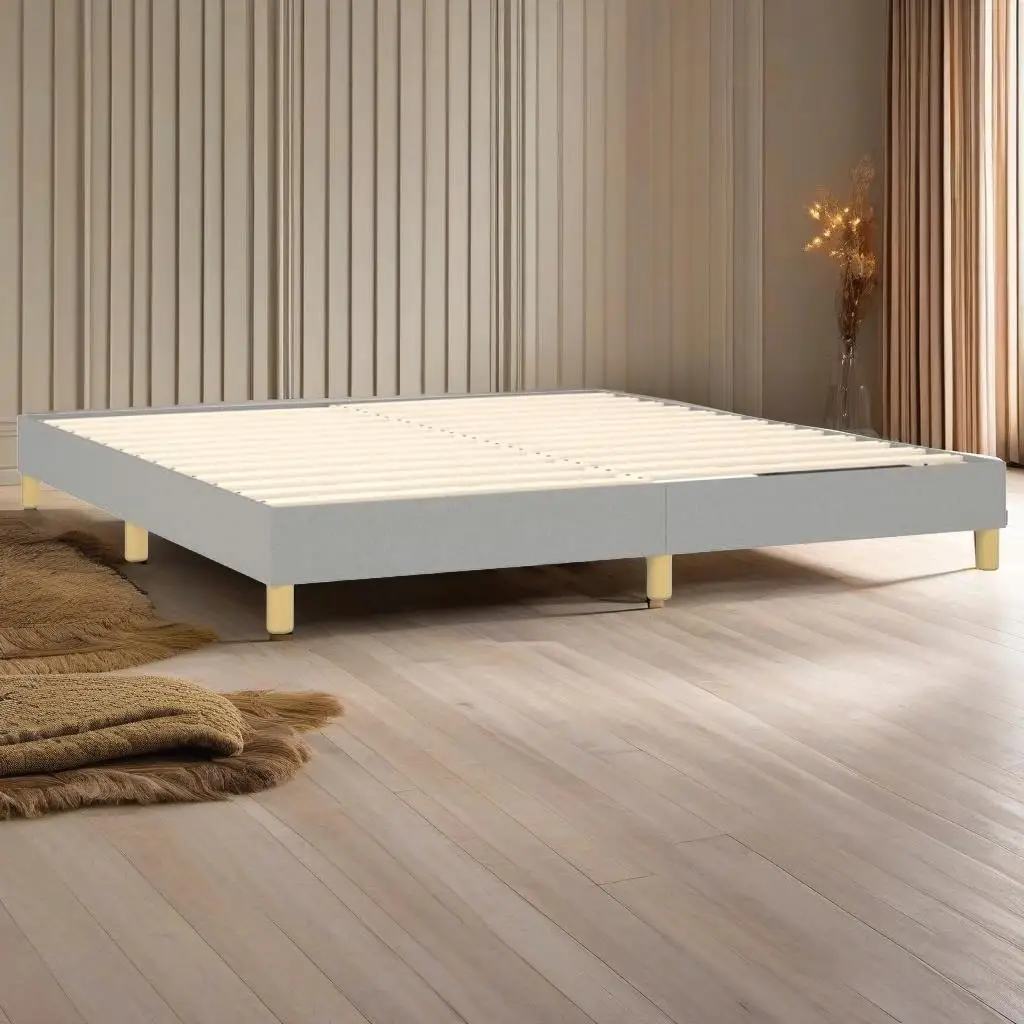 Bed Frame without Mattress Light Gray King Fabric (US Only)