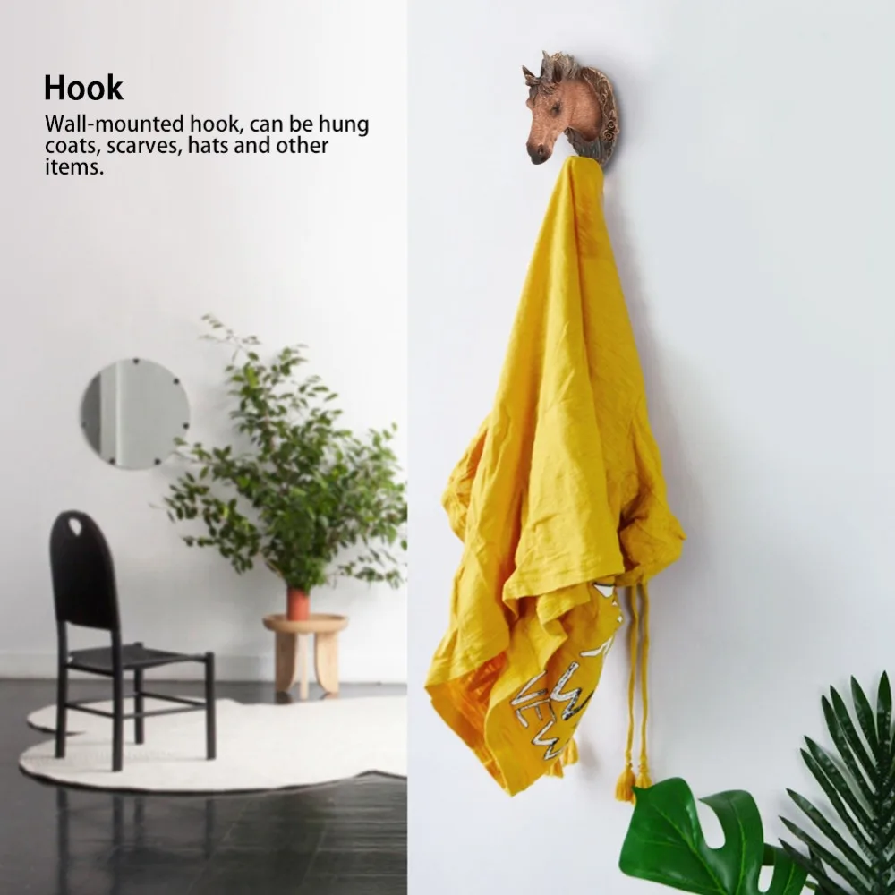 Resin Robe Hook Antique Copper Horse Shape Coat Hanging Hook Single Hook Design Wall Mounted Wall Hook Home Decoration