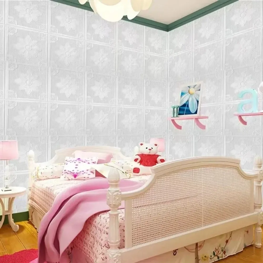 35*35cm Self-adhesive Wallpaper Waterproof Peel and Stick 3D Tile Brick Anti-collision Foam Panel Bed Room Decoration