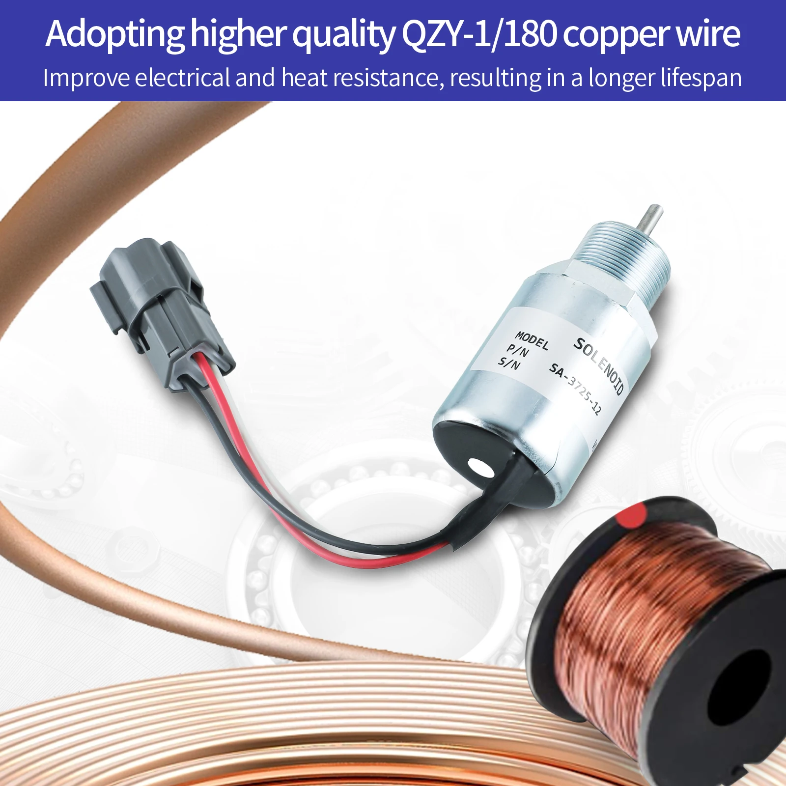 Fuel Shut Off Solenoid SA-3725-12 30A87-20402 for Mitsubishi Engine Mitsubishi Generator Mahindra Max 28 Tractor Stop Solenoid