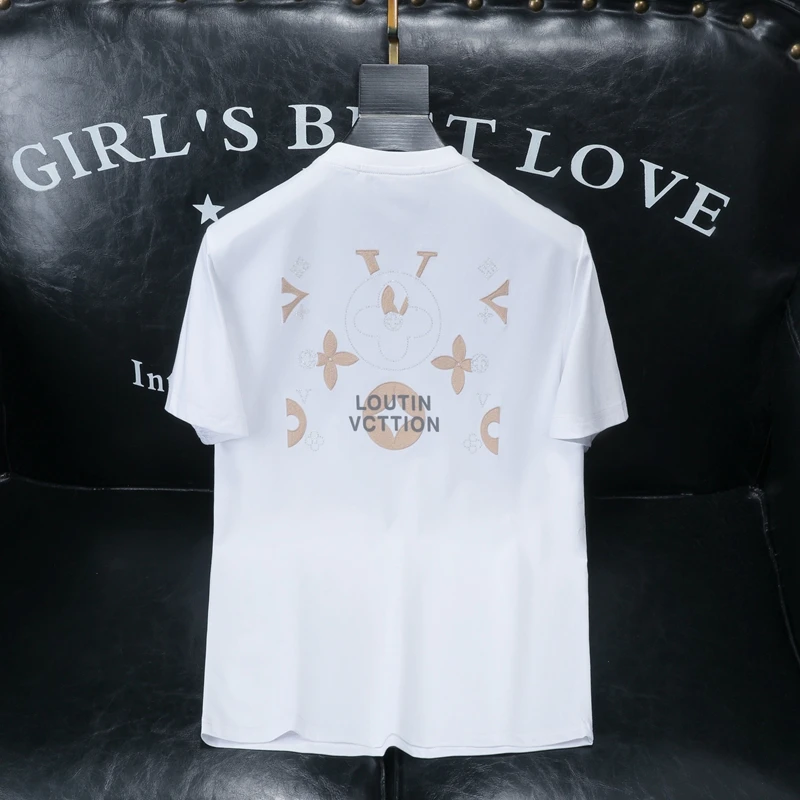 

European printed summer T-shirts for men and women with round collared necks