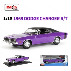 Maisto 1:18 1969 Dodge Charger R/T pomarańczowy samochód sportowy statyczny odlew pojazdy Model kolekcjonerski samochody zabawkowe