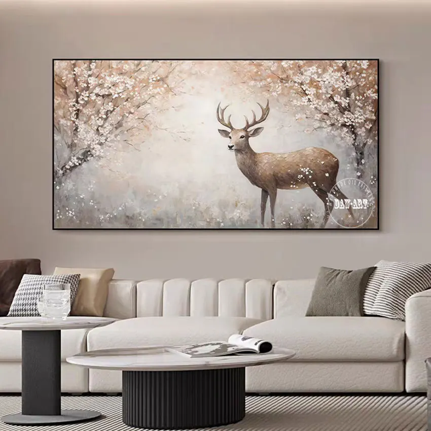 

Large Modern Animal Picture Artwork Unframed Art Canvas Wall Christmas Decorations Deer High Quality Abstract Oil Painting