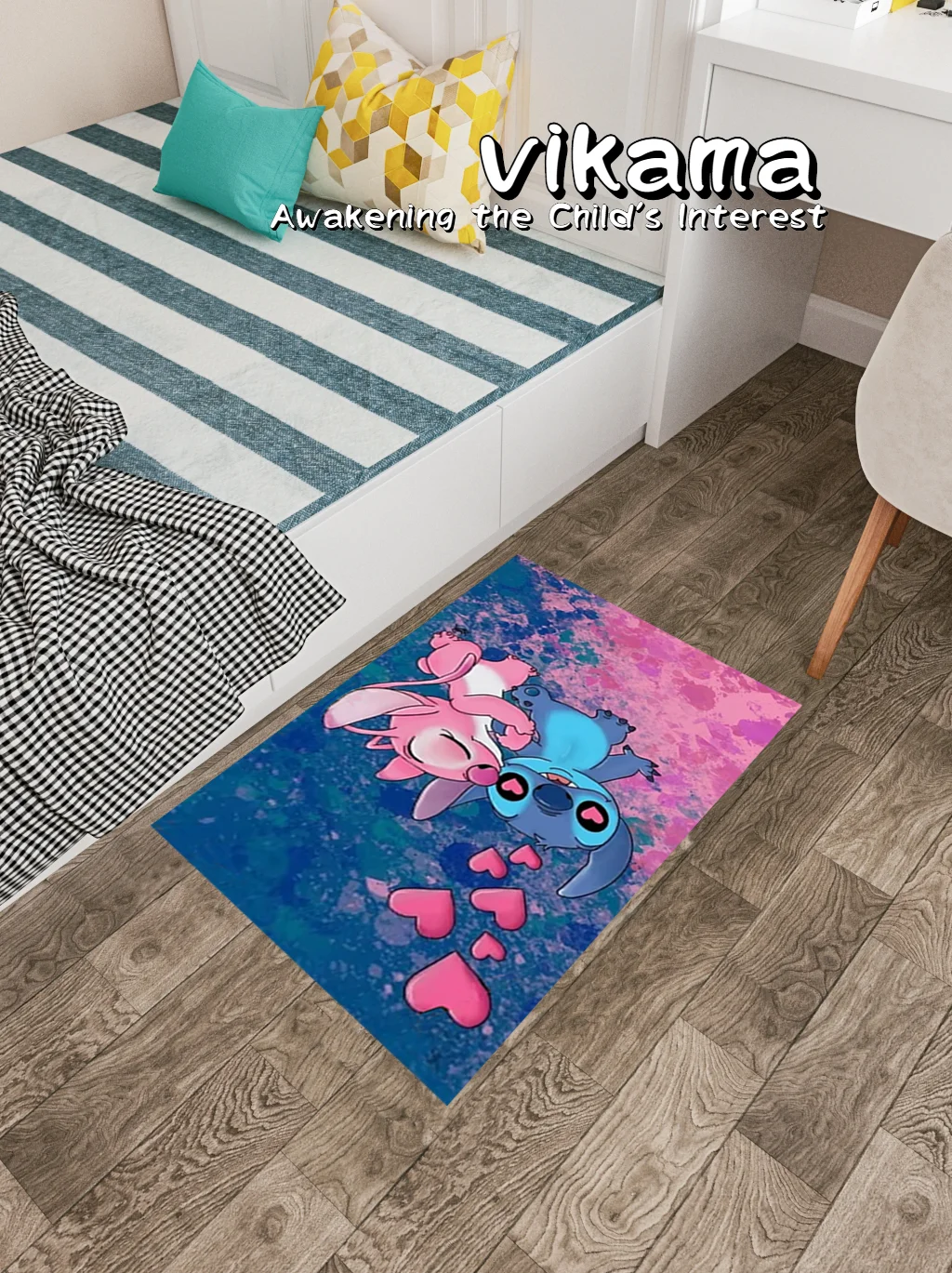 VIKAMA Fashion Cartoon Animation Crystal Pile Home Carpet Living Room Children's Bedroom Dirty Resistant Machine Washable