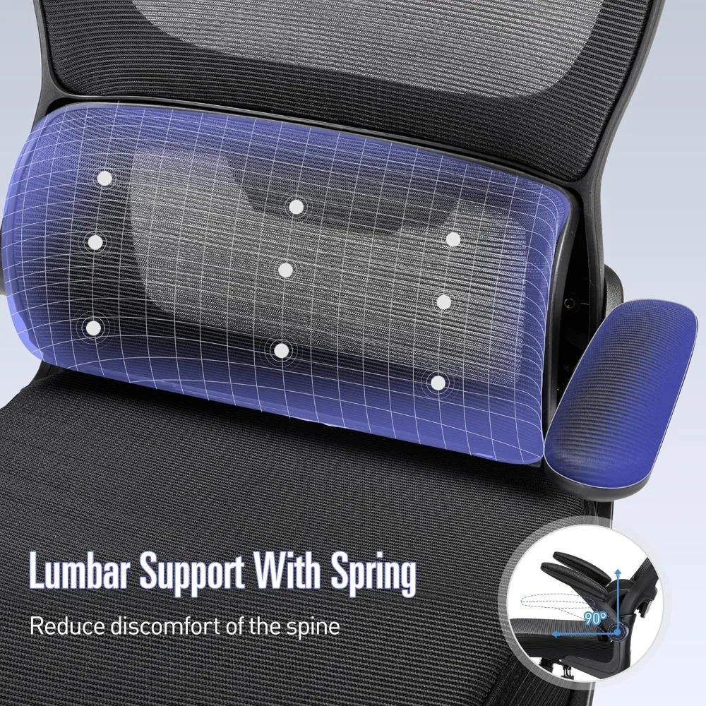 Office Desk Chair with Lumbar Support High Back Mesh Office Chair Computer Desk Chair, Adjustable Headrest