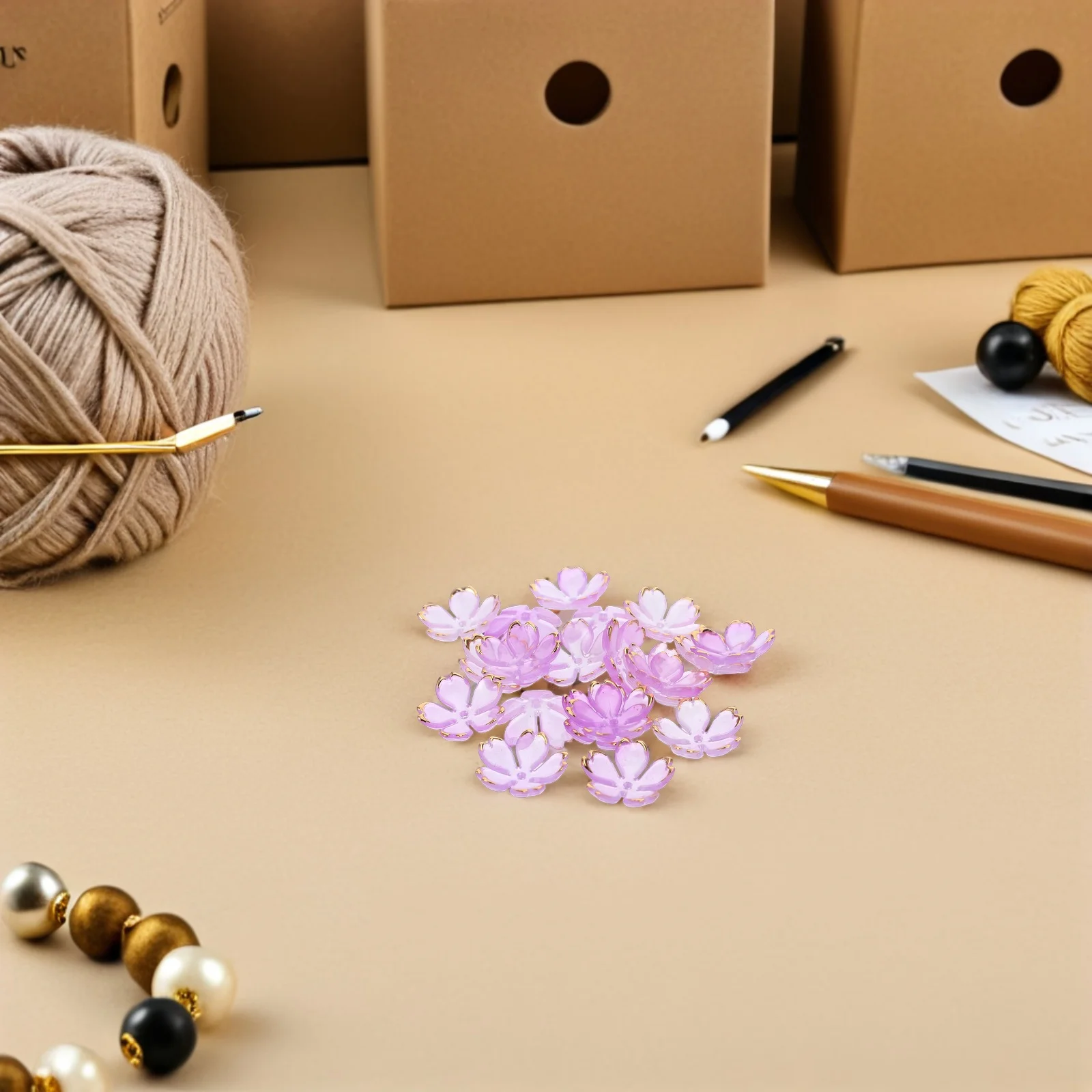 

100Pcs Acrylic Cherry Blossom Spacer Beads Flower Jewelry Findings DIY Bracelet Necklace Craft Making Gradient Colors