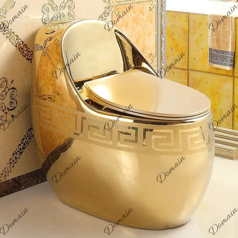 Egg Shape Toilet Gold Creative Siphonic Flush Water Saving Bathroom Bowl Seat