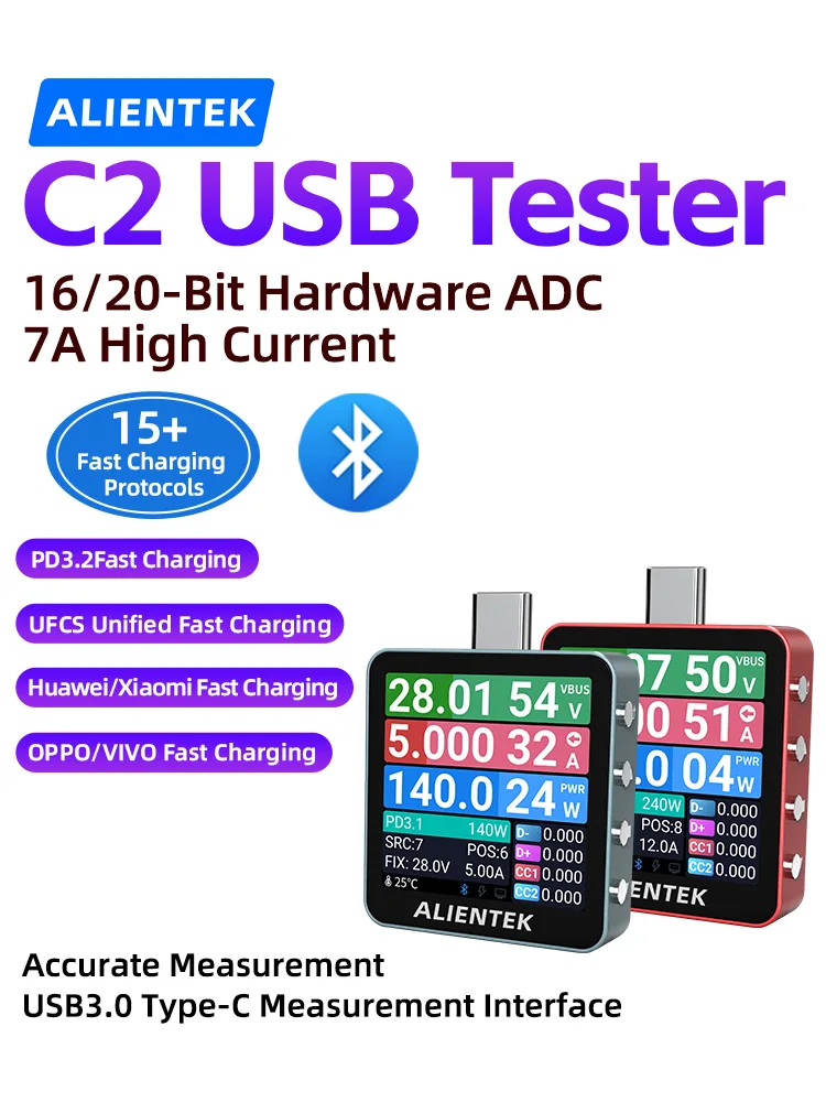 ALIENTEK C2 USB-Tester Digitales Voltmeter Ladedetektor PD3.2 Batterietester Schnellladungserkennung Trigger