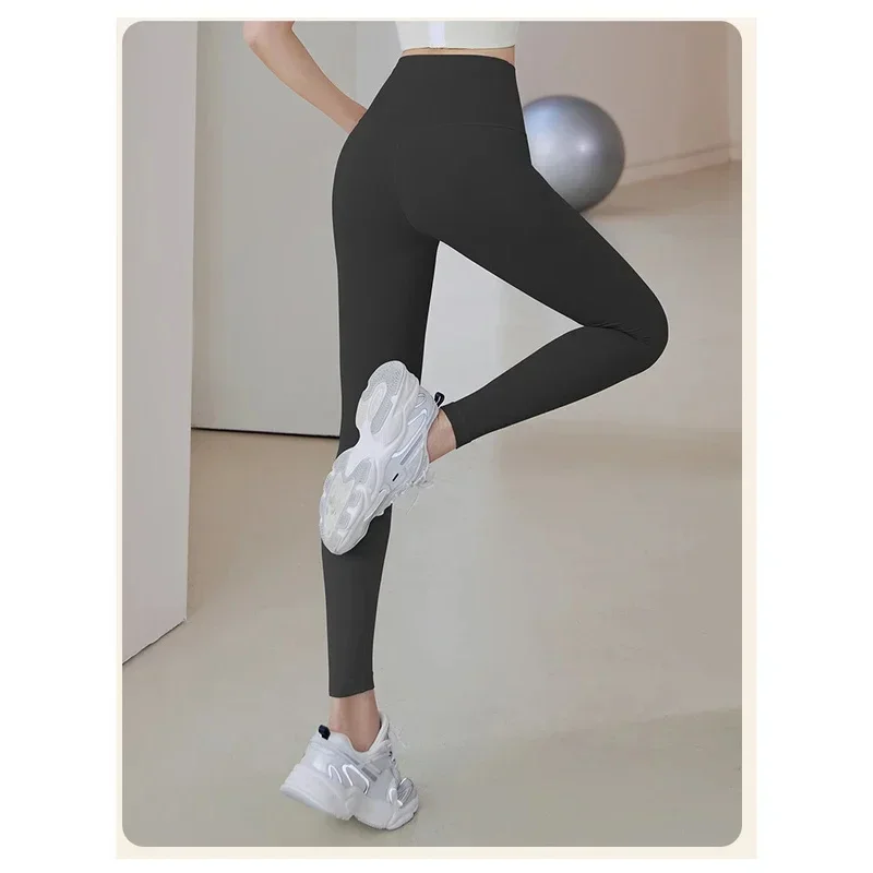 Calças de yoga com nervuras cintura alta gym_eggings esporte feminino fitness sem costura legging controle barriga runningtraining collants