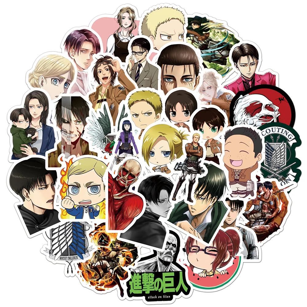 10/30/50/100PCS Classic Anime Attack on Titan Stickers Cartoon Decals Phone Skateboard Notebook Cool Waterproof Kid Sticker Toys