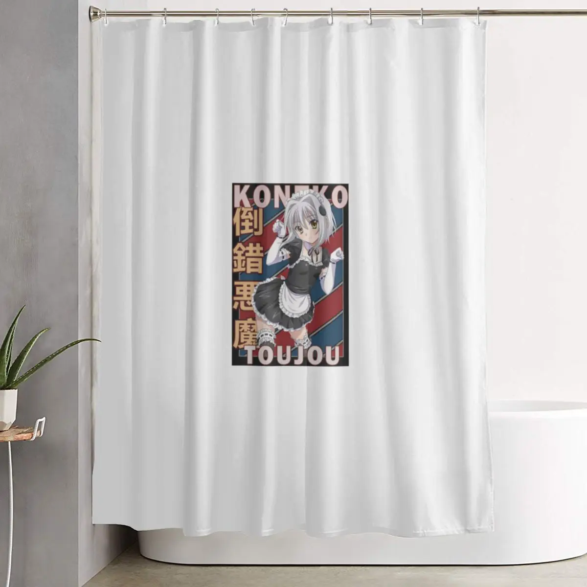 

Koneko Toujou DxD Vintage Stripe Design Shower Curtain Bathroom Polyester Waterproof Bath Curtains with Hooks