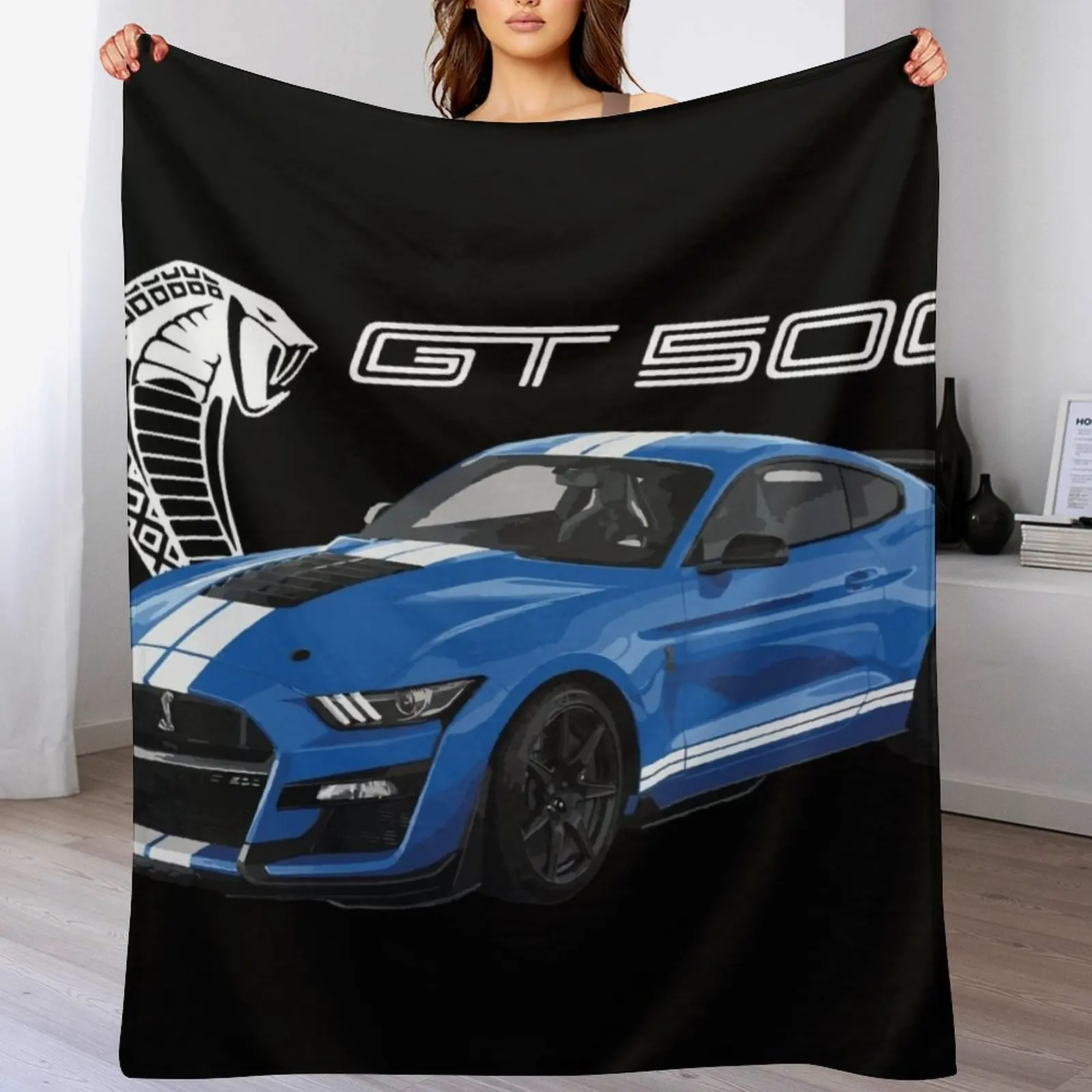 GT500 Mustang shelby cobra velocity blue Throw Blanket Plaid Bed Blankets