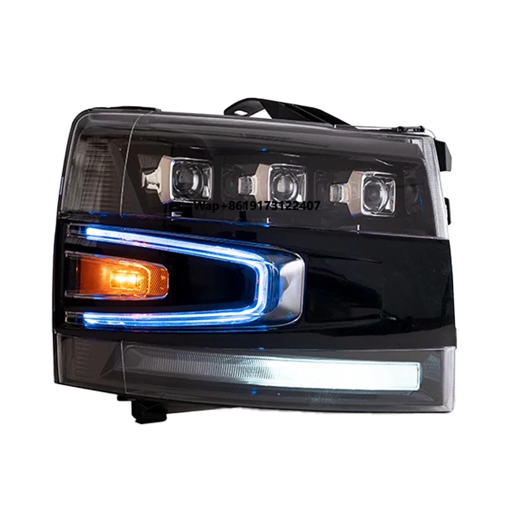 

Высококачественные светодиодные фары для Chevrolet Silverado 2007-2013, 100 Вт, 3 линзы-проектора, обновленная сборка, цветовая температура 6500K