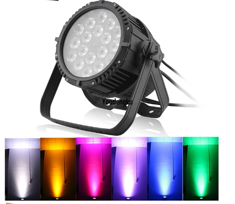 8 units dj club party 18x15w 5in1 led ip65 par led par 64 dmx rgbwa waterproof led par uplights