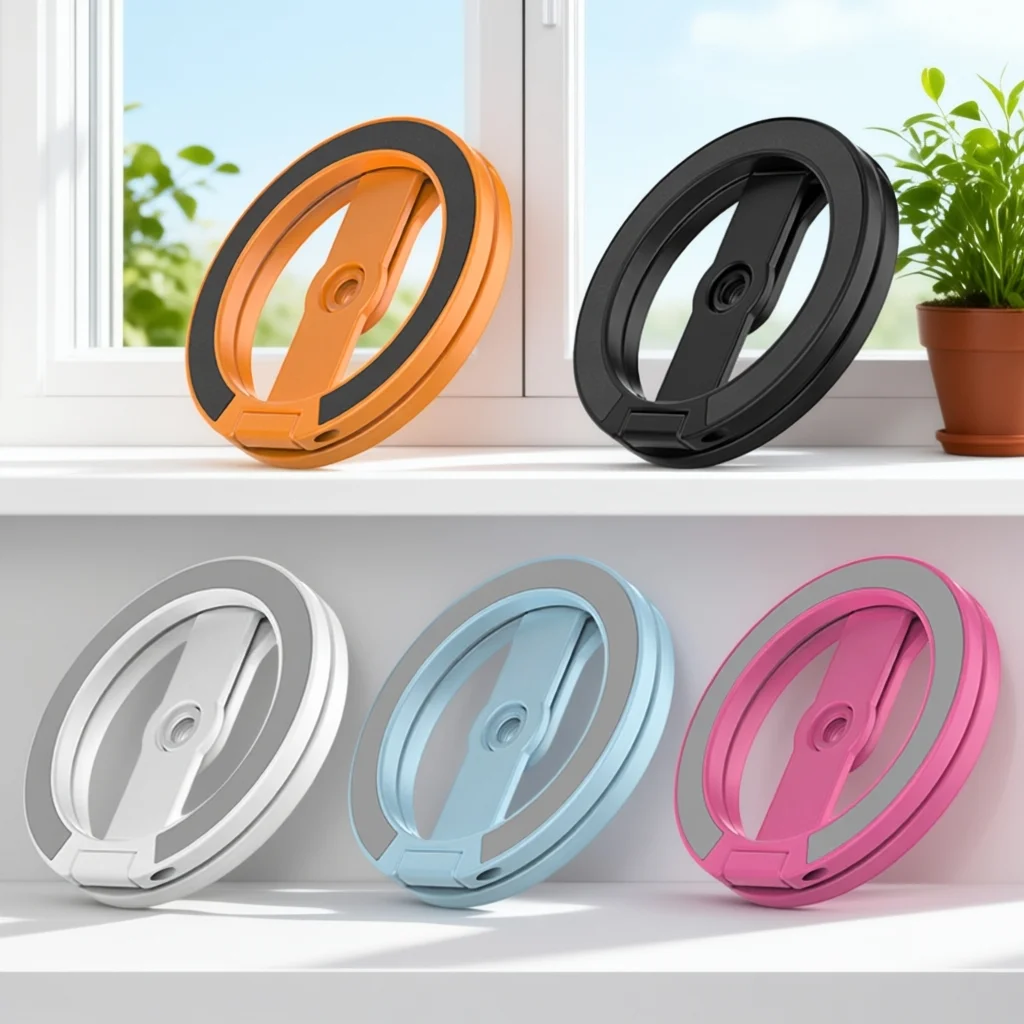 

Multi-functional dual-axis triple-fold magnetic phone stand with 1/4 screw hole design, compatible with common photography equip