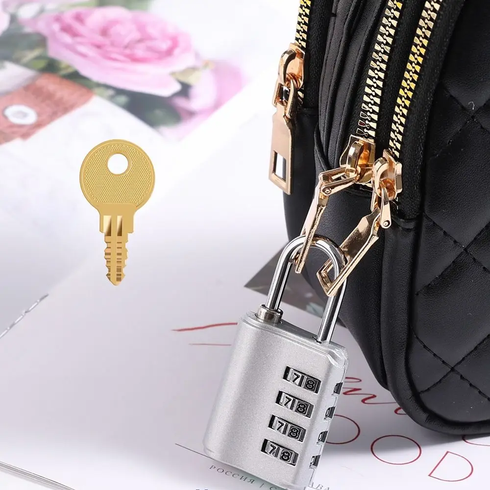 Waterproof with Key Travel Dormitory Cabinet  Lock Backpack Zipper Lock Luggage Padlock 4 Digit Password Lock