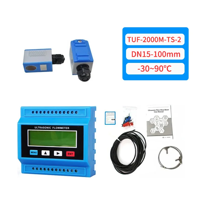 TUF-2000B Wandgemonteerde ultrasone flowmeter TUF-2000M Modulaire ultrasone waterstroommeter DN15-700 Digitale vloeistofstroomtransdcer