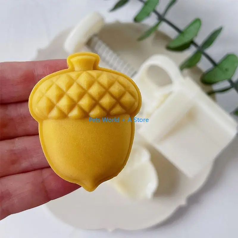 

37MB Plastic Mooncake Stamps Acorns Shaped Mooncake Moulds Festival DIY Hand Press Mooncake Cutters Pastry Decorating Gadgets