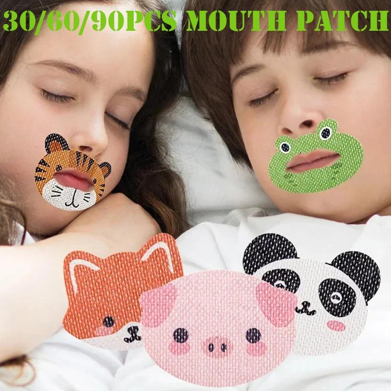 30/60/90Pcs Anti-Snoring Cartoon Stickers for Children Sleep Closed-mouth Breathing Correction Lip Patch Shut Up Orthosis Tape
