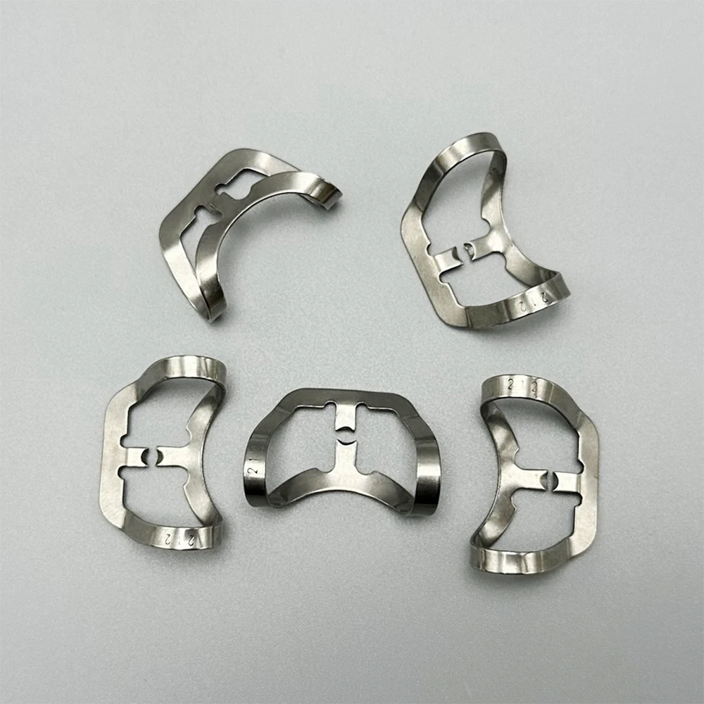 مشابك سد مطاطية اللبية للأسنان، مشابك حاجز ترميمية # 212/211 حامل إطار من الاستانلس ستيل أداة طب الأسنان المولي #4